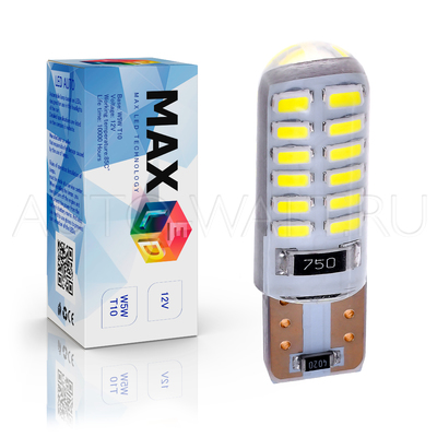 Светодиодная лампа W5W T10 – Max-Lendigo Silica 24Led 3Вт Белая
