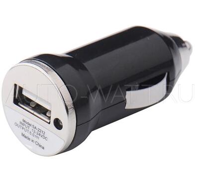 USB Зарядка в прикуриватель автомобиля Black 1A 12в